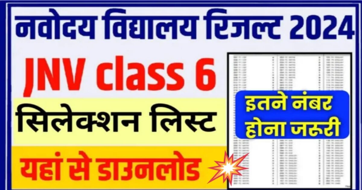 Navoday Vidyalay Class 6th Selection List 2024