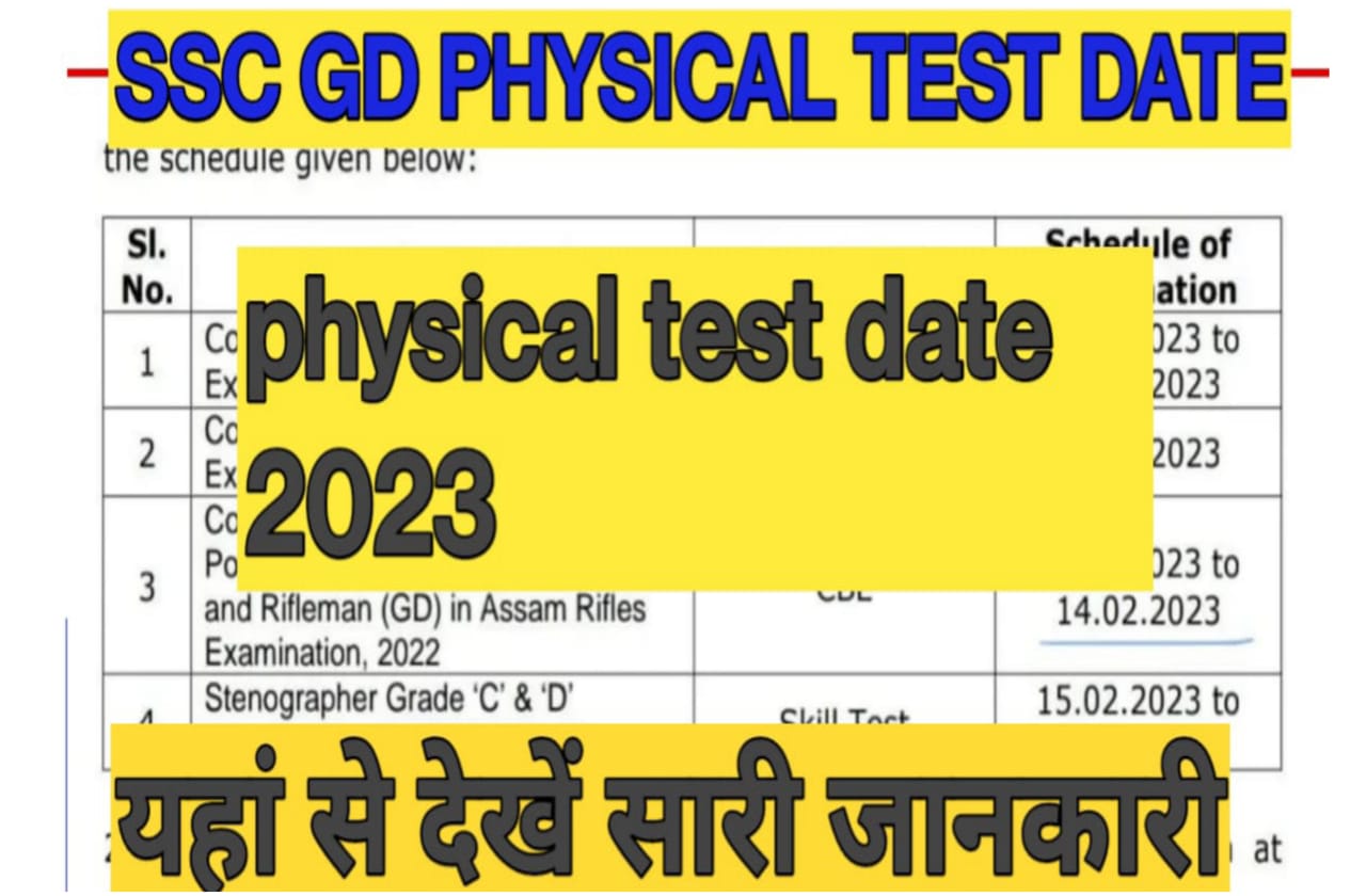 SSC GD Physical Test Date 2023