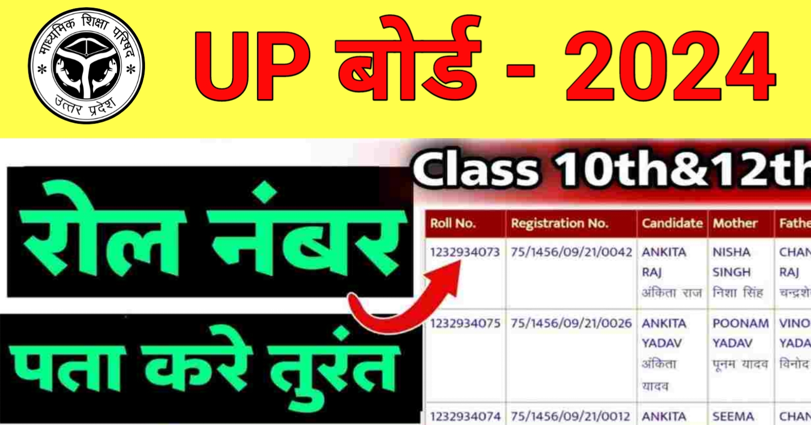 UP Board Roll Number Kaise Nikale 2024 यूपी बोर्ड 10वीं/12वीं का रोल